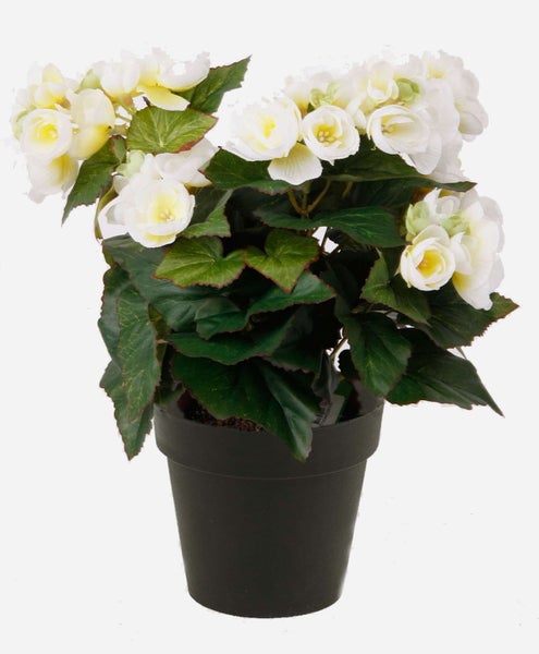 Künstlicher Pflanzenstamm in einem schwarzen Kunststofftopf.