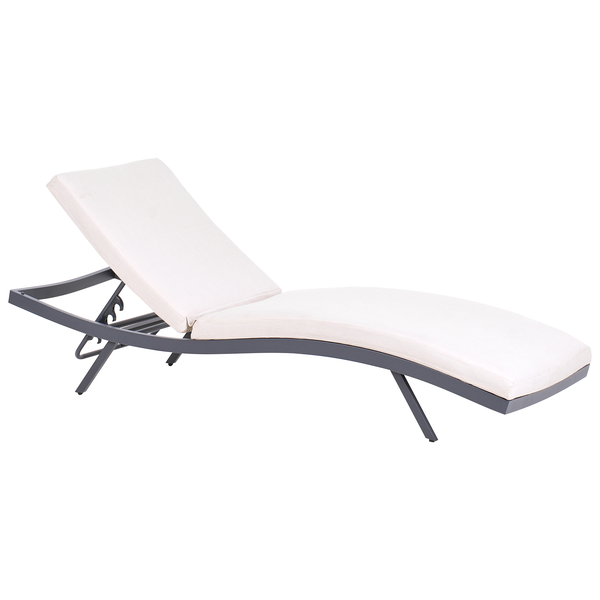 Sonnenliege mit Kissen AMELIA Metall Hellbeige
