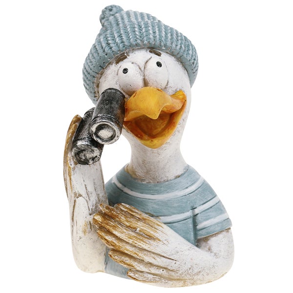Dekofigur Möwe mit Fernglas und Mütze