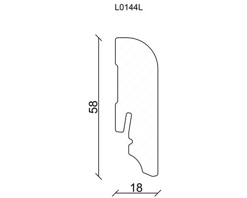 Sockelleiste Fichte/Kiefer weiß RAL9010 lackiert L0144L 18x58x2400 mm