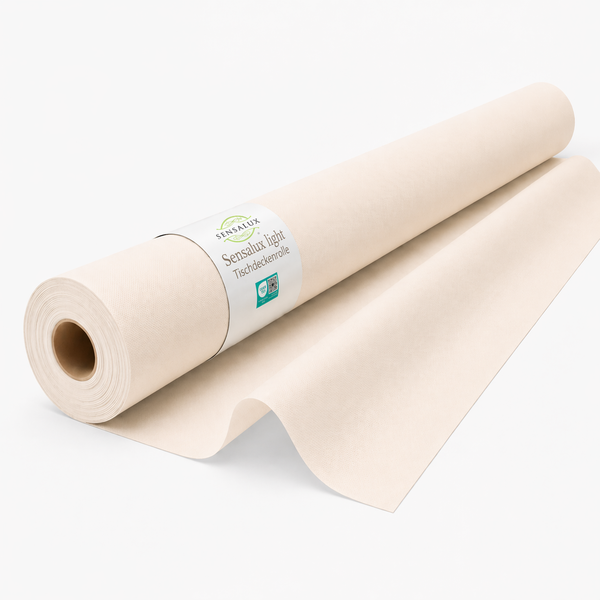 Sensalux light Tischdeckenrolle aus Vlies, teilweise abgerollt.