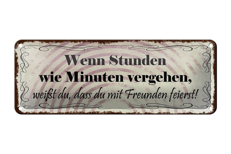 Blechschild Spruch 27x10cm Freunde wenn Stunden wie Minuten Dekoration