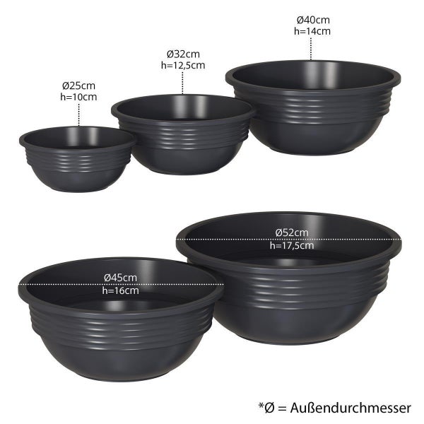 Plastard Blumenschale Anthrazit Ø 45 cm Pflanzschale Schale