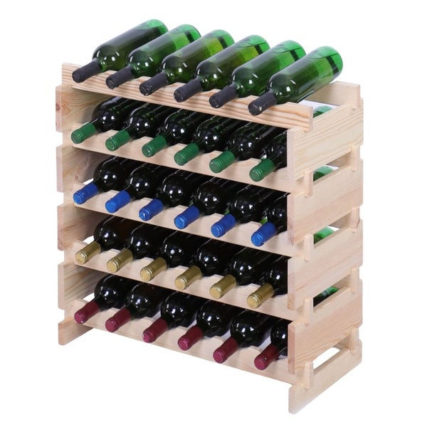 Weinregal VINOTECA FLEX PRO HxBxT 65x65x28cm 30 Flaschen auf 5 Ebenen Massives Kiefernholz Natur unbehandelt