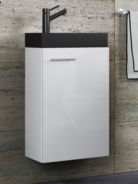 2-tlg Waschtisch Slito Toilette schmal Schwarz