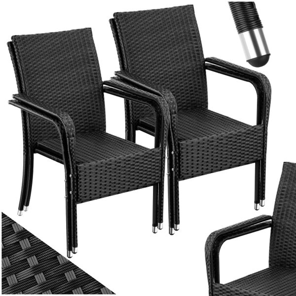 Rattanstuhl tectake Girona 58 x 67 x 90 cm, Belastbarkeit 120 kg widerstandsfähig schwarz