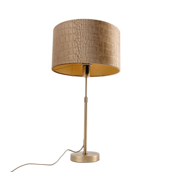 Tischleuchte mit Schirm im Kroko-Design