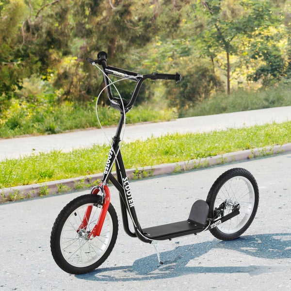 HOMCOM Kinderroller, 139L x 58B x 90-96H cm, Stahl, Aluminium, Gummi, Schwarz