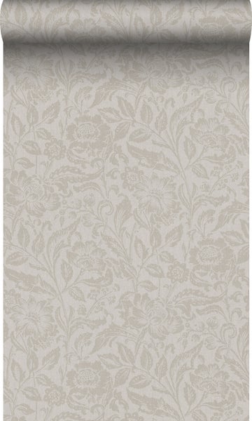 Origin Wallcoverings Tapete Blumen Helltaupe - 53 cm x 10,05 m - 347023