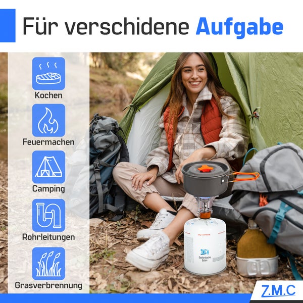 Z.M.C 9X Gaskartuschen 450g, Propan/Butan Gas 810ml, Gaskartusche EN417, Eurogewinde Schraubgewinde Anschluss, Schraubkartusche für Unkrautbrenner, Universal Druckgasdose mit Schraubventil