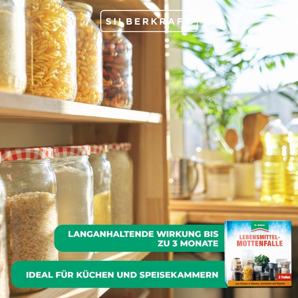 Effektive Lebensmittel-Mottenfalle – Giftfreie Pheromonfalle zur Bekämpfung von Lebensmittelmotten – Für Küche, Vorratsschränke & Speisekammern – Einfache Anwendung & langanhaltende Wirkung