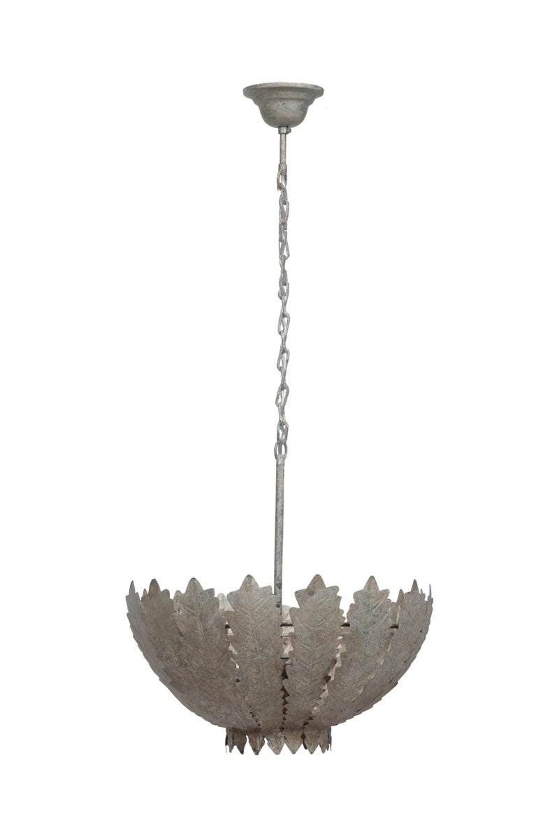 Vintage Barock Hängelampe Beige, Rustikaler Metall-Kronleuchter 31 cm | Wohnzimmer Esszimmer Leuchte