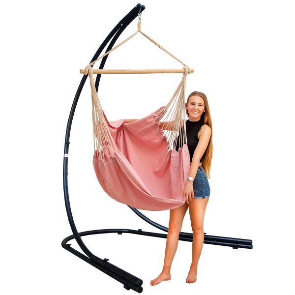 XXL Hängesessel Relaxsessel 185x130cm in Rosa + 210cm Gestell