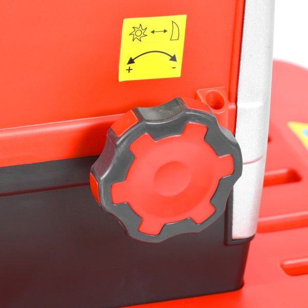 Detailansicht Fliesenschneider mit Einstellknopf und Symbol für Wasserzufuhr