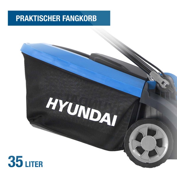 Hyundai Fangkorb für Rasenmäher mit 35 Liter Fassungsvermögen aus Kunststoff und Textilgewebe.