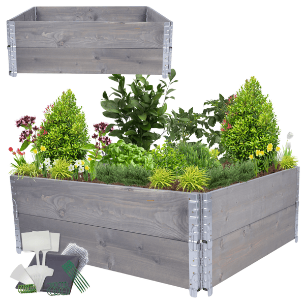 Hochbeetkisten GrowBox HxBxT 40x120x100 cm 2 Ebenen Holz Grau