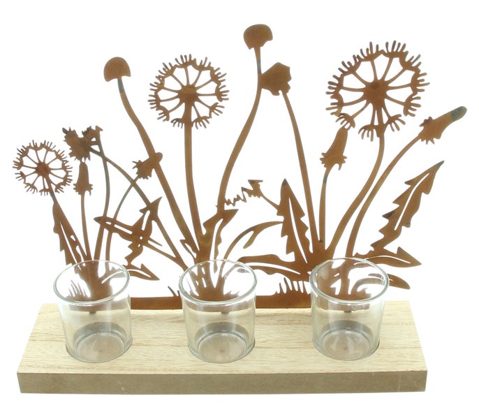 FRANK FLECHTWAREN | Windlicht Wiese, METALL, MDF, 33,6 x 7 x 25 cm
