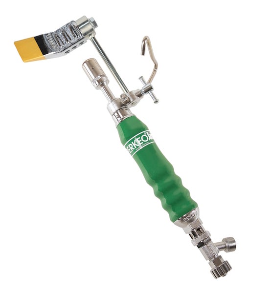 PERKEO Hochleistungs-Lötkolben mit grünem Handgriff und Kupferstück.