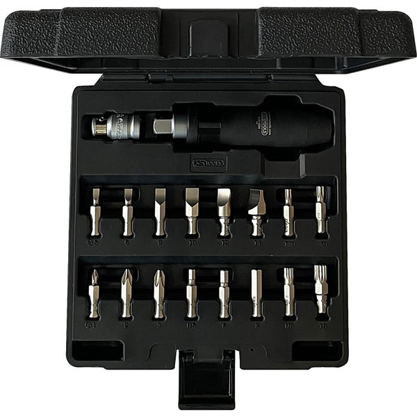 KS Tools Schlag-Schraubendreher-Satz mit verschiedenen Bits in schwarzer Aufbewahrungsbox