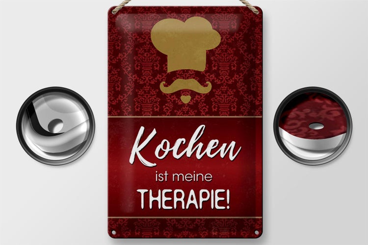 Blechschild Spruch 20x30cm Kochen ist meine Therapie