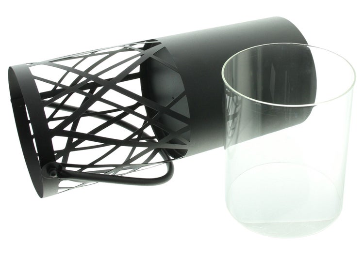 FRANK FLECHTWAREN | Windlicht Black, METALL, GLAS, 15,5 x 13 x 44,5 cm