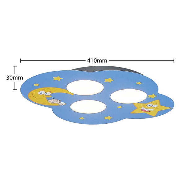 Kinderzimmerlampe mit Mond- und Sternmotiven, Abmessungen 410 mm x 30 mm