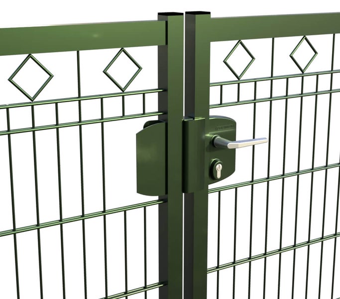 Doppeltor mit Schloss und Drahtgitter