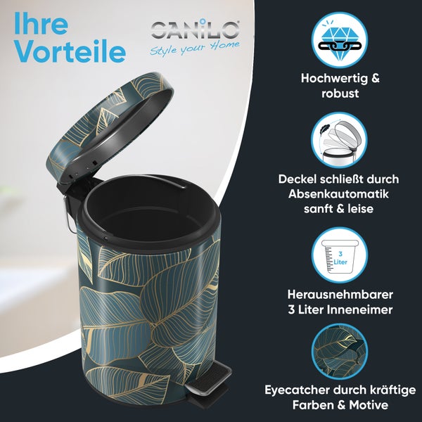 Sanilo Kosmetikeimer 3L mit Absenkautomatik Monstera