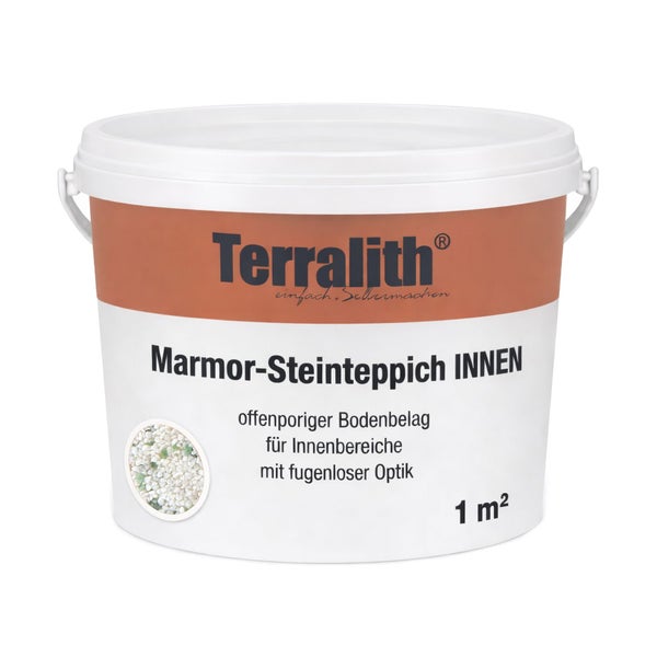 Terralith Marmor-Steinteppich für Innenbereiche, offenporiger Bodenbelag für 1 Quadratmeter.