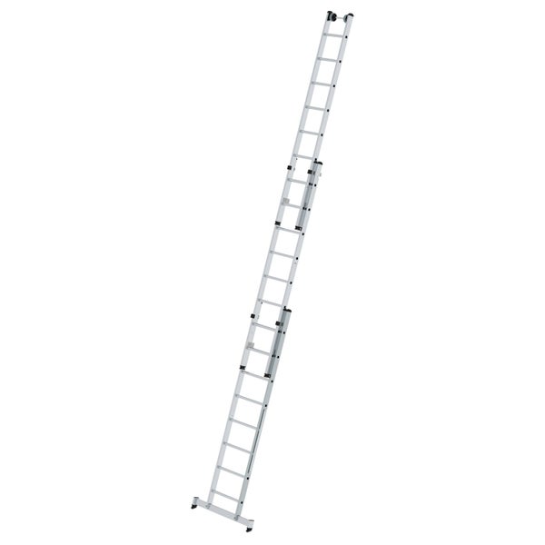 PROREGAL Sprossen-Mehrzweckleiter 3-Teilig mit Traverse und Wandlaufrollen 3 x 8 Sprossen