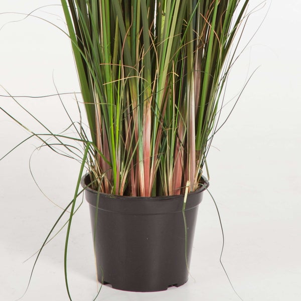 Künstliches Breitblättriges Rohrkolben Gras AISAKE, 10 hellbraune Binsen, grün, 120cm - Dekogras - Grasbusch