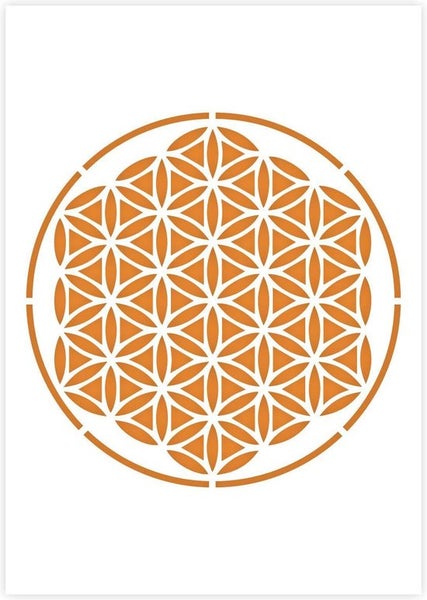 QBIX Mandala Schablone A3 Größe Kunststoff - Ausschnitt ist 25cm breit