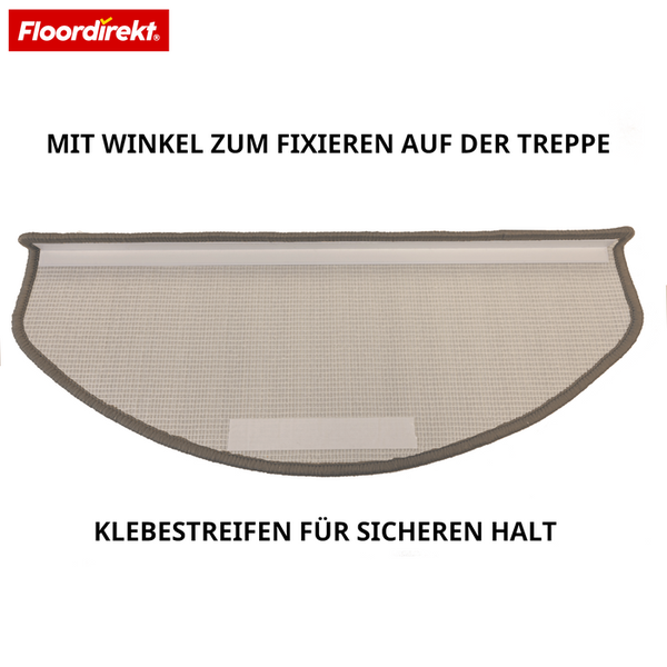 Treppenmatte mit Winkel zur Fixierung und Klebestreifen für sicheren Halt
