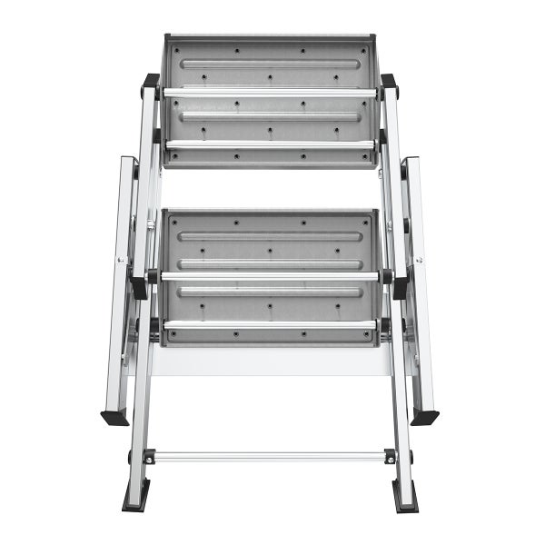 Zweistufige Aluminium Klapptrittleiter mit profilierten Stufen und Sicherheitsgelenk für den Haushalt