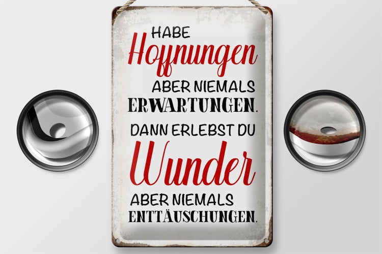 Blechschild Spruch 20x30cm habe Hoffnung Erwartungen Wunder