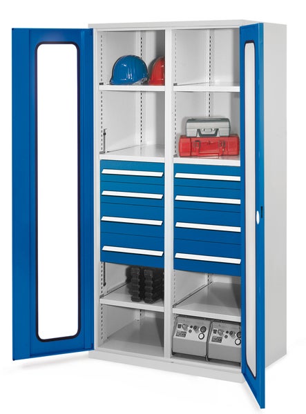 Werkstattschrank mit Regalböden und Schubladen