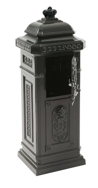 PROREGAL Nostalgischer Säulen-Briefkasten Aus Gießaluminium HxBxT 110 x 33 x 36,5 cm Einwurföffnung 28,5 x 2,5 cm Grün