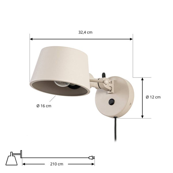 Wandleuchte mit Schirm und den Maßen 32,4 cm Breite und 16 cm Durchmesser