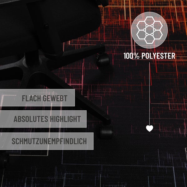Gewebter Gamerteppich bedruckt Schwarz Multi Quantum Warp WECONhome 110x160 cm