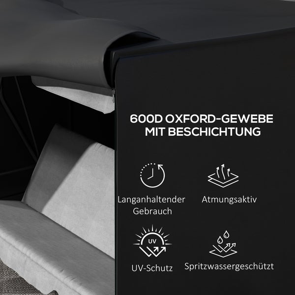 Outsunny Hollywoodschaukel Abdeckung 3 Sitzer, Wasserabweisend Winterfest Schutzhülle für Gartenschaukel, UV-Beständig Abdeckplane, Abdeckhaube, Reißfest 600D Oxford Gewebe, 205x124x164cm Schwarz