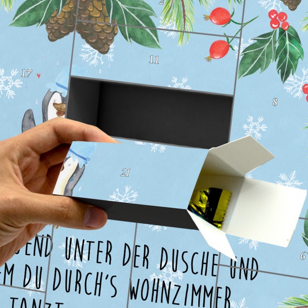 Mr. & Mrs. Panda Befüllbarer Adventskalender Pinguin Duschen - Blau Pastell