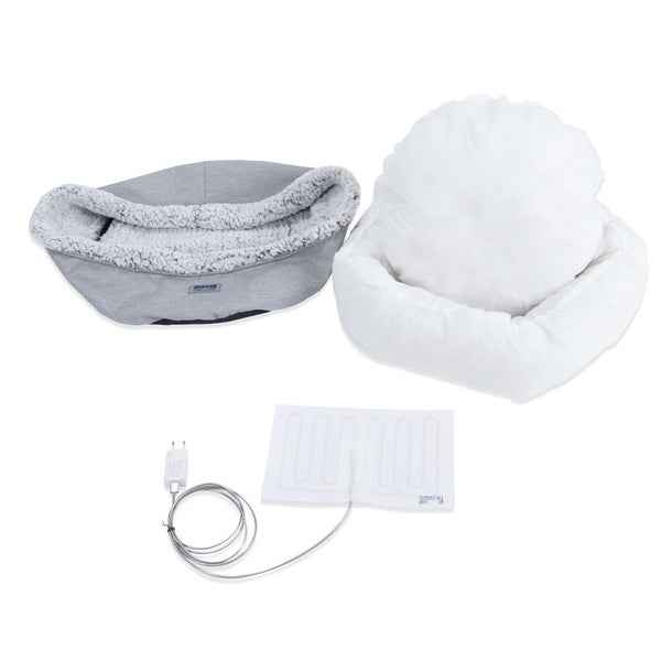 Home Deluxe - Beheizbares Haustierbett COMFY - 50 x 50 x 13 cm, Farbe: Grau, Baumwollfüllung, Stecker mit USB Anschluss I Hundebett Hundekissen Bett für Katzen