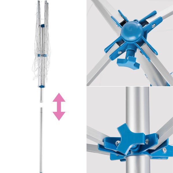 Wäschespinne tectake  150 x 150 x 196 cm aus Aluminium grau