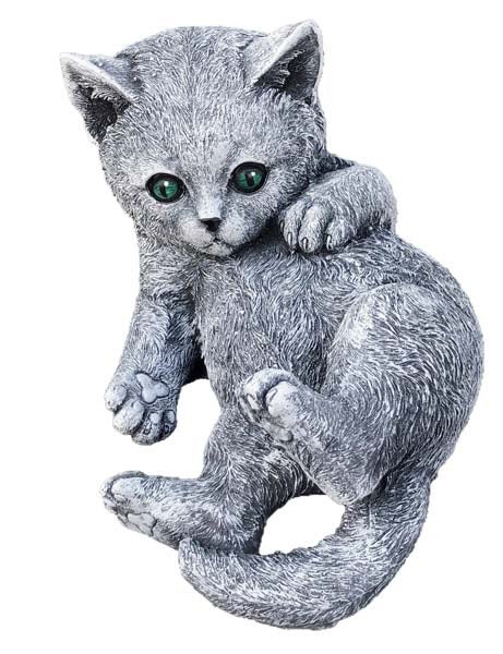 Dekorative Gartenfigur Katzenbaby aus Kunststein für den Außenbereich