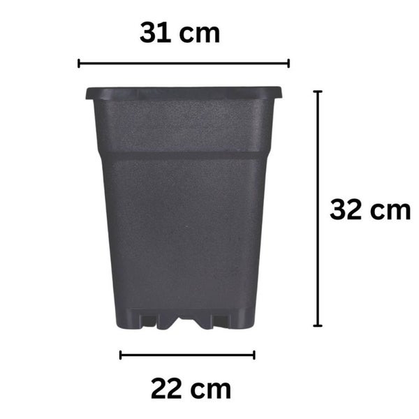 Blumentopf Eckig 18L – Robuster Hartkunststofftopf (32x30x30 cm) aus Recyclingmaterial – Nachhaltig, langlebig & mit Entwässerungslöchern für gesundes Pflanzenwachstum