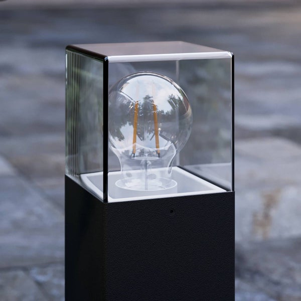 Lucande Außenleuchte Keke (spritzwassergeschützt (Modern) in Schwarz aus Aluminium (1 flammig, E27) - Wegeleuchte Pollerleuchte Wegelampe Sockelleuchte