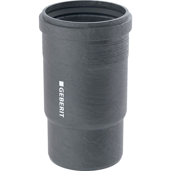 Geberit Silent-db20 Steckmuffe aus Kunststoff für Abwassersysteme mit Geberit Logo.