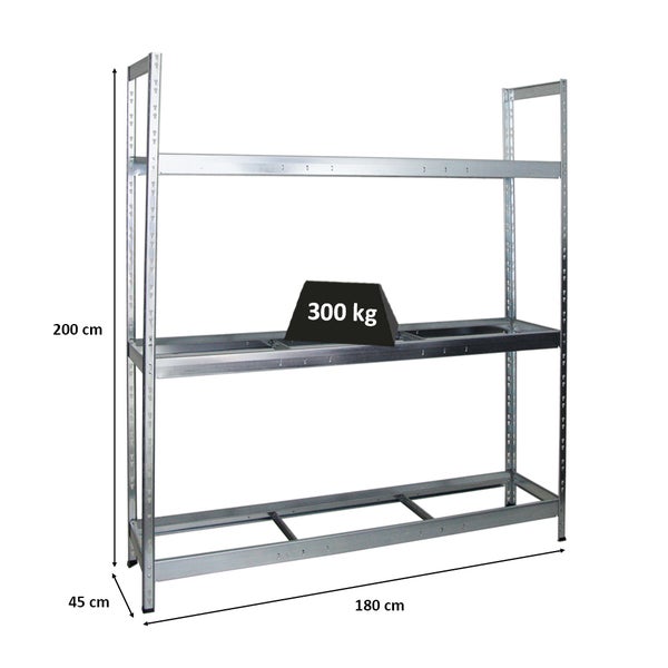 PROREGAL Reifenregal Tiger XL HxBxT 200 x 180 x 45 cm bis zu 21 Reifen auf 3 Ebenen Verzinkt