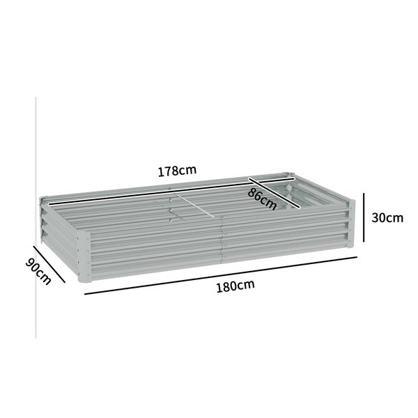 Outsunny Hochbeet aus Stahl, Wetterbeständig Pflanzbeet mit Anti-Schnittkante Frühbeet Gartenbeet rostfrei Pflanzkasten Pflanzkübel 180 x 90 x 30 cm für Garten Balkon, Gemüsebeet für Blumen, Gemüse