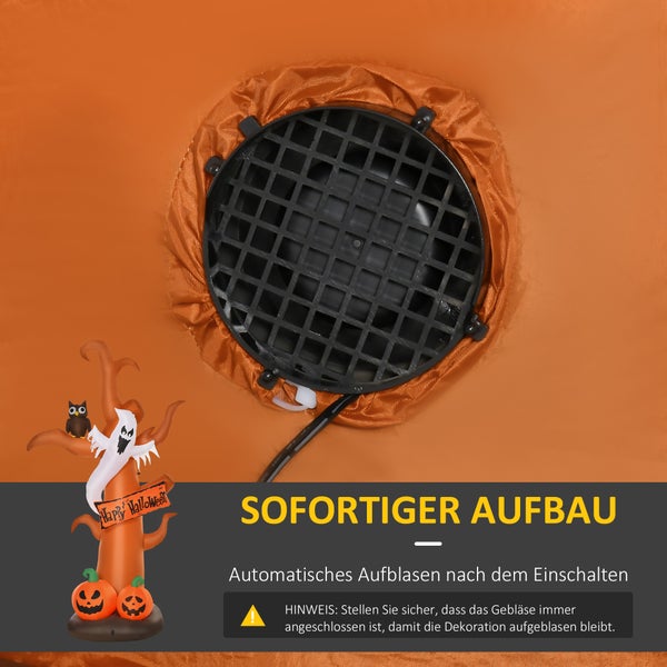 HOMCOM Aufblasbarer Halloween Baum, mit LED, 156 x 107 x 274 cm, Polyester, Braun
